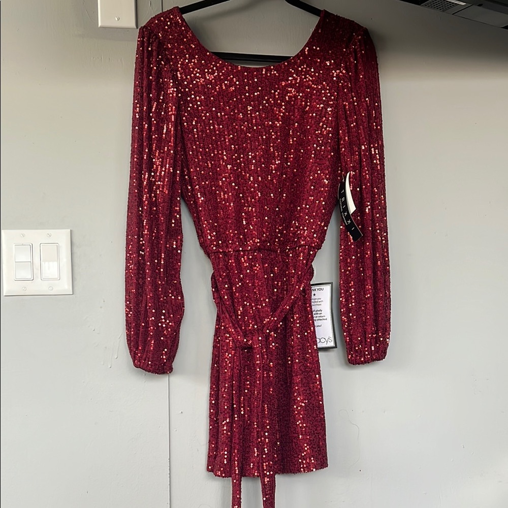 Trixxi Slim Red Sequin Dress NWT